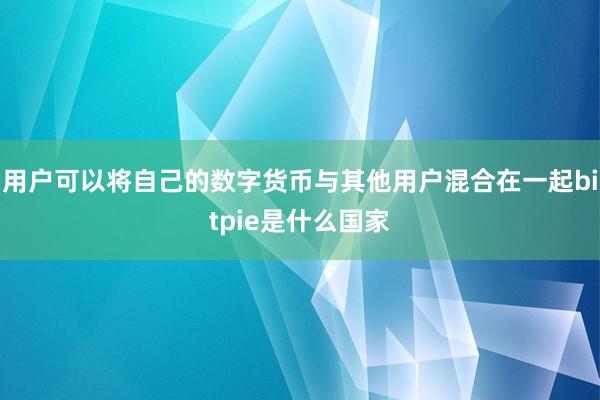 用户可以将自己的数字货币与其他用户混合在一起bitpie是什么国家