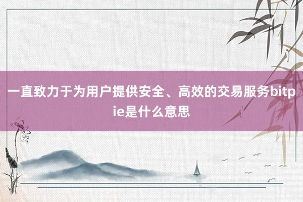 一直致力于为用户提供安全、高效的交易服务bitpie是什么意思